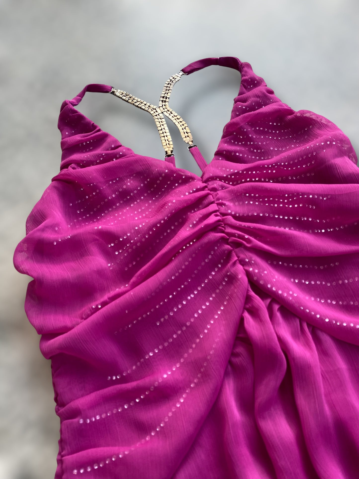 00s magenta party dress with strass details