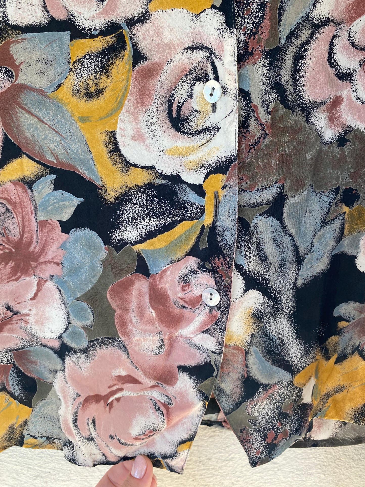 Romantic flowers vintage silk shirt