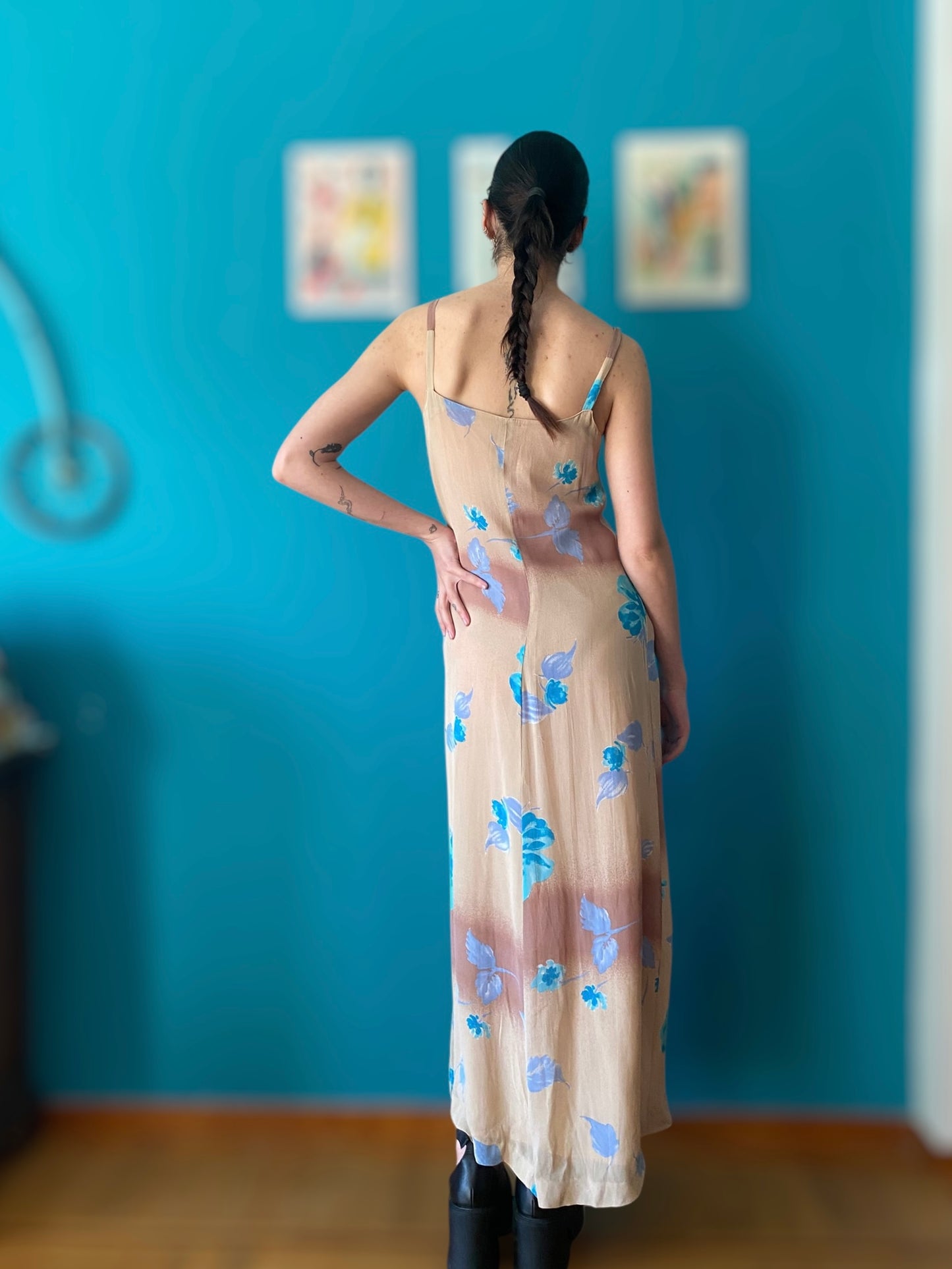 Romantic flowers vintage maxi dress