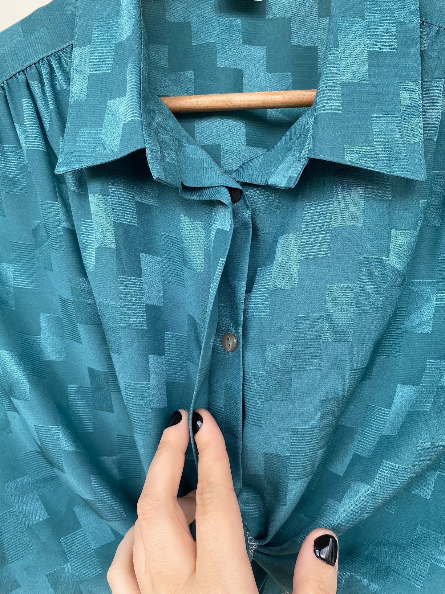 Emerald blue vintage cropped shirt