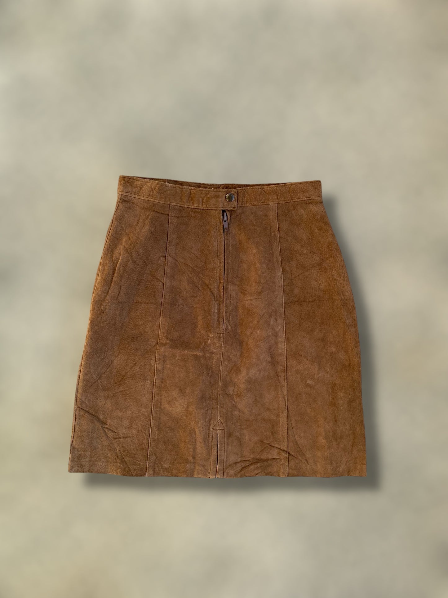 chocolate beige suede leather skirt