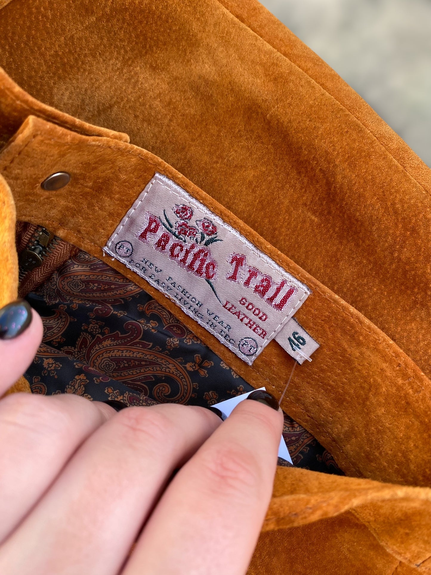 Pumpkin suede leather skirt