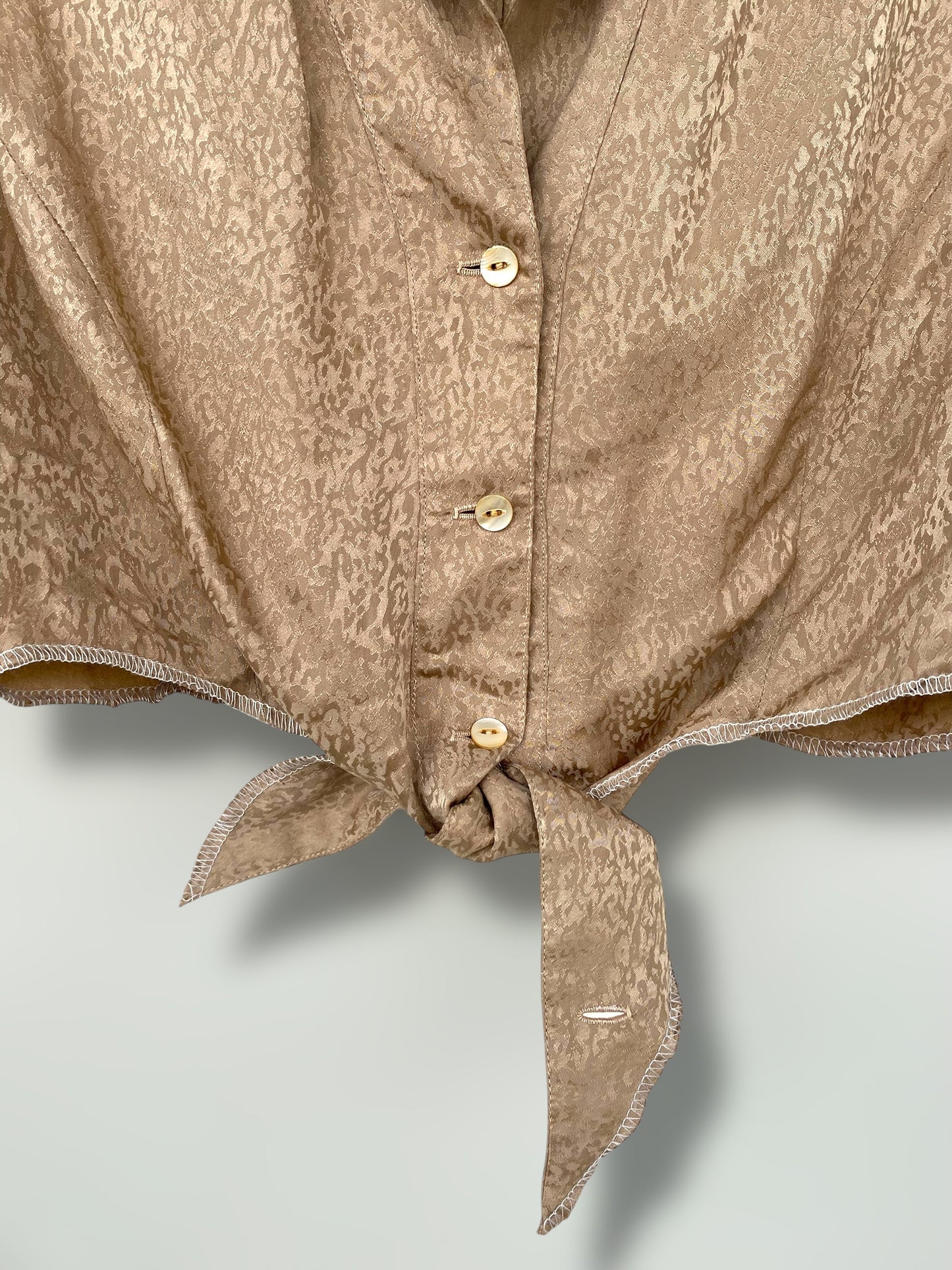Caramel silk vintage cropped shirt