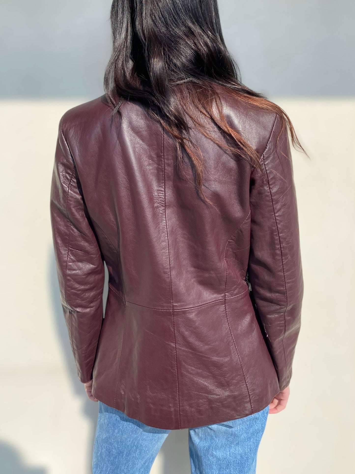 Burgundy vintage leather jacket