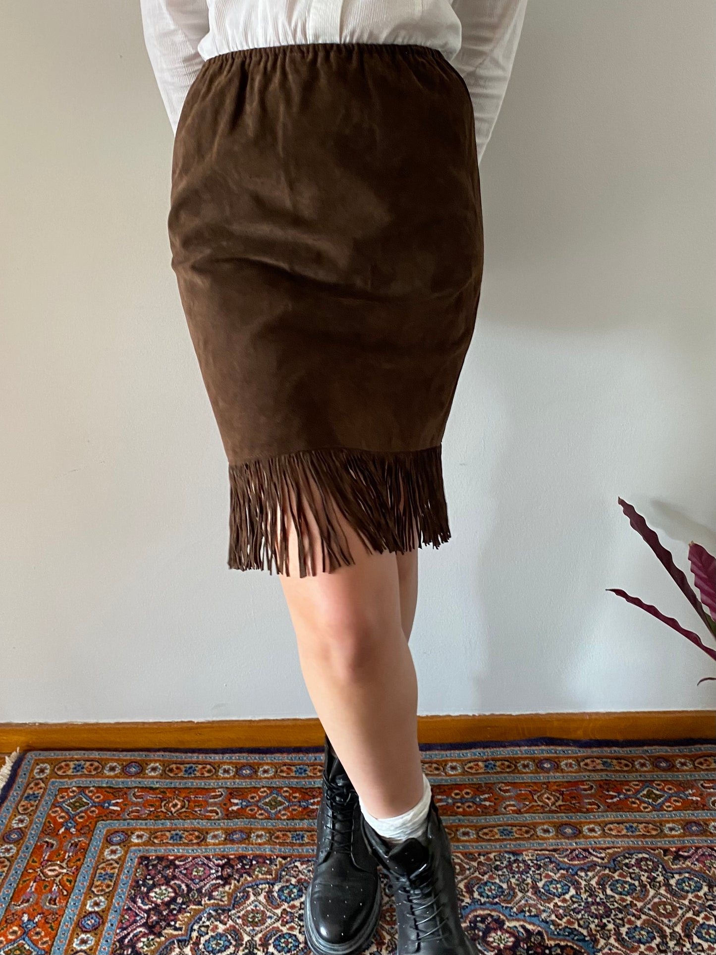 Vintage western suede leather skirt