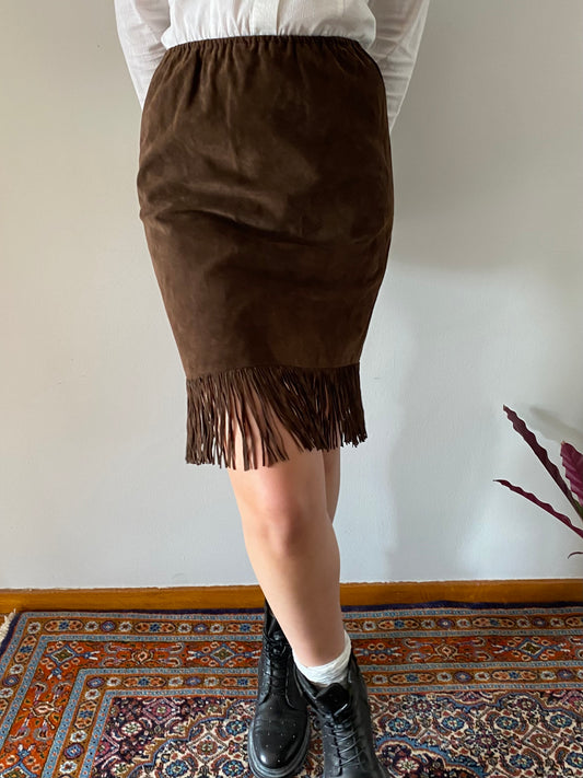 Vintage western suede leather skirt