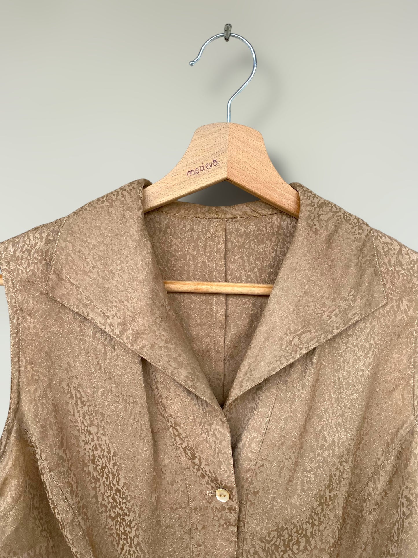 Caramel silk vintage cropped shirt