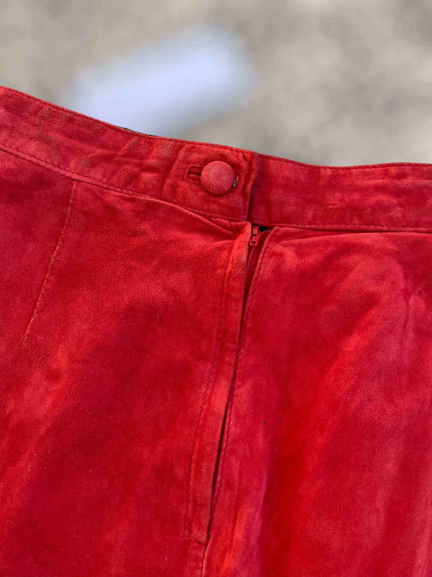 Vintage red suede skirt
