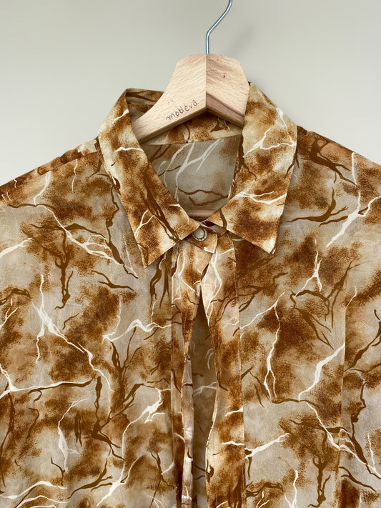 Earthy vintage one-button shirt cardigan