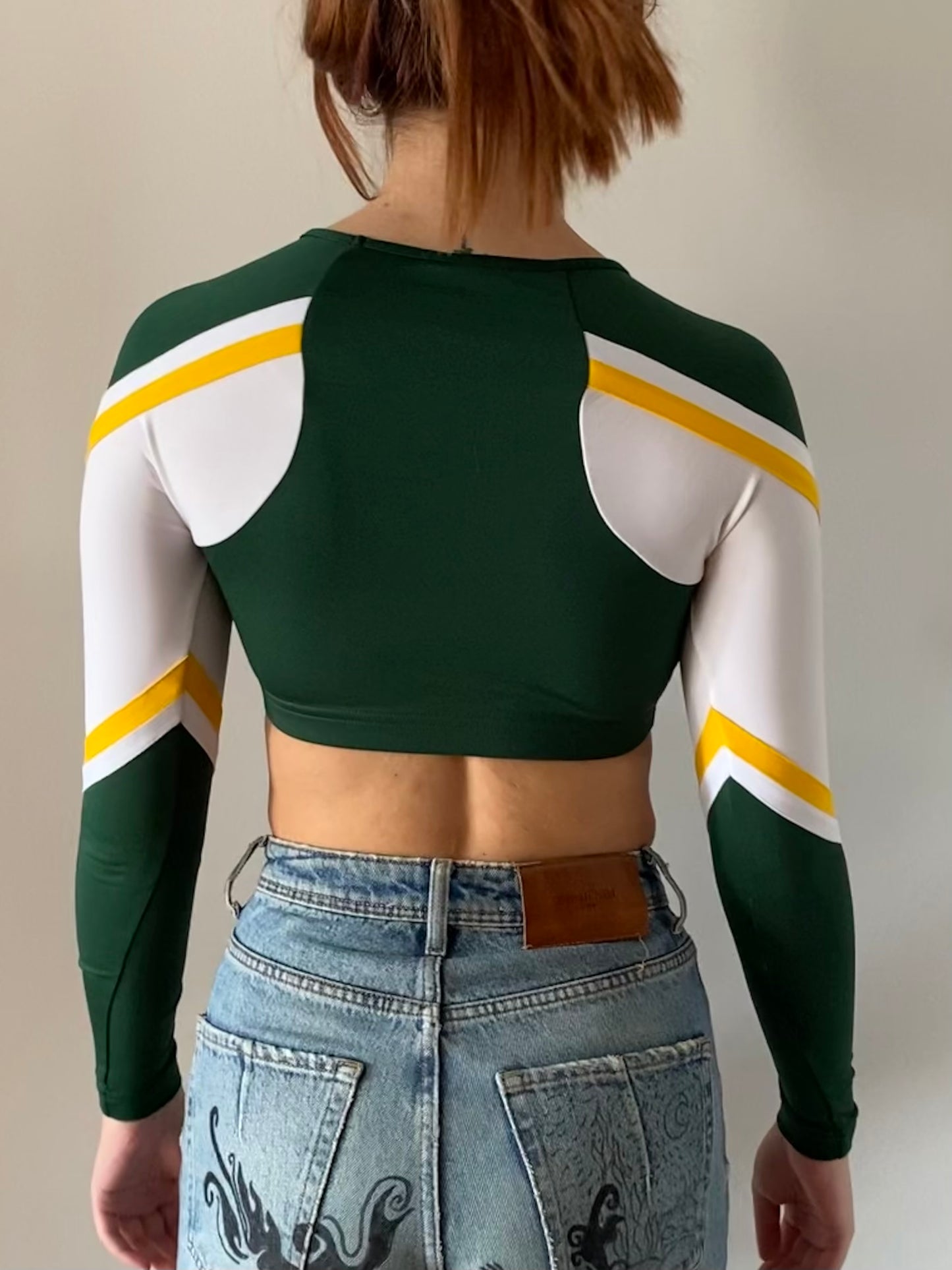 90s American green cheerleading crop top