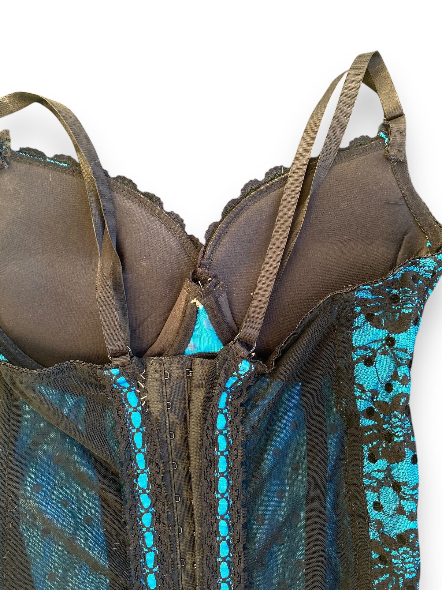00s blue-black lingerie corset