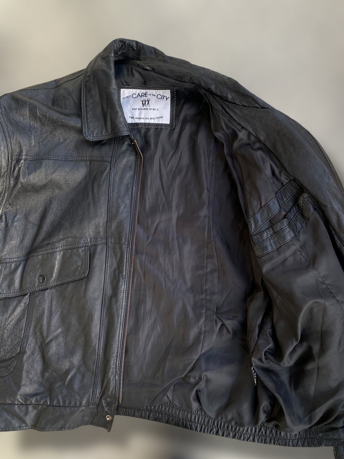 Black bomber leather jacket 2 in 1