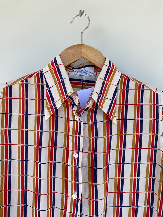 Vintage silk shirt with geometrical pattern