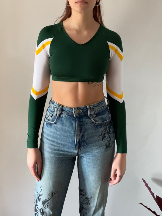 90s American green cheerleading crop top