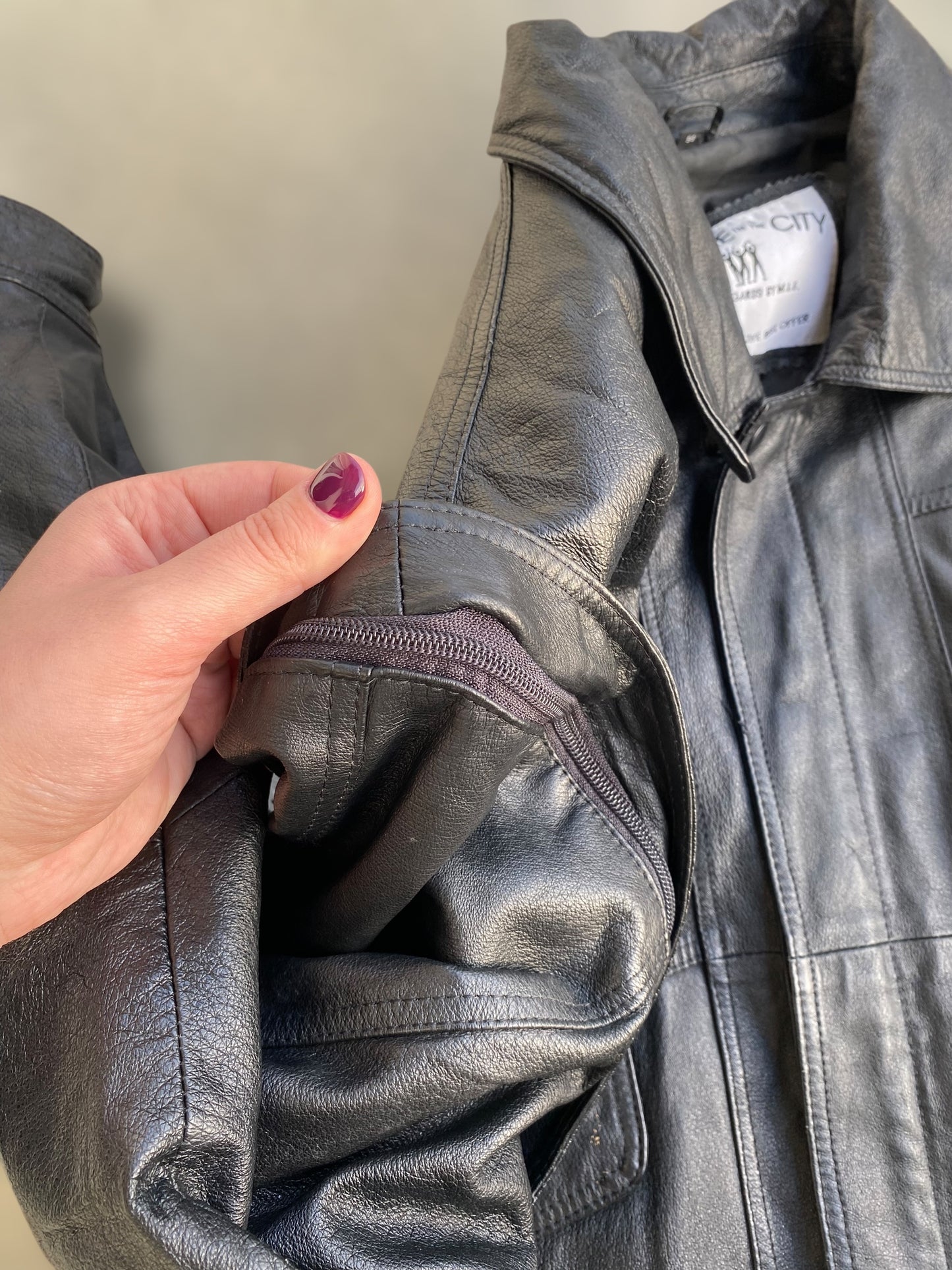 Black bomber leather jacket 2 in 1