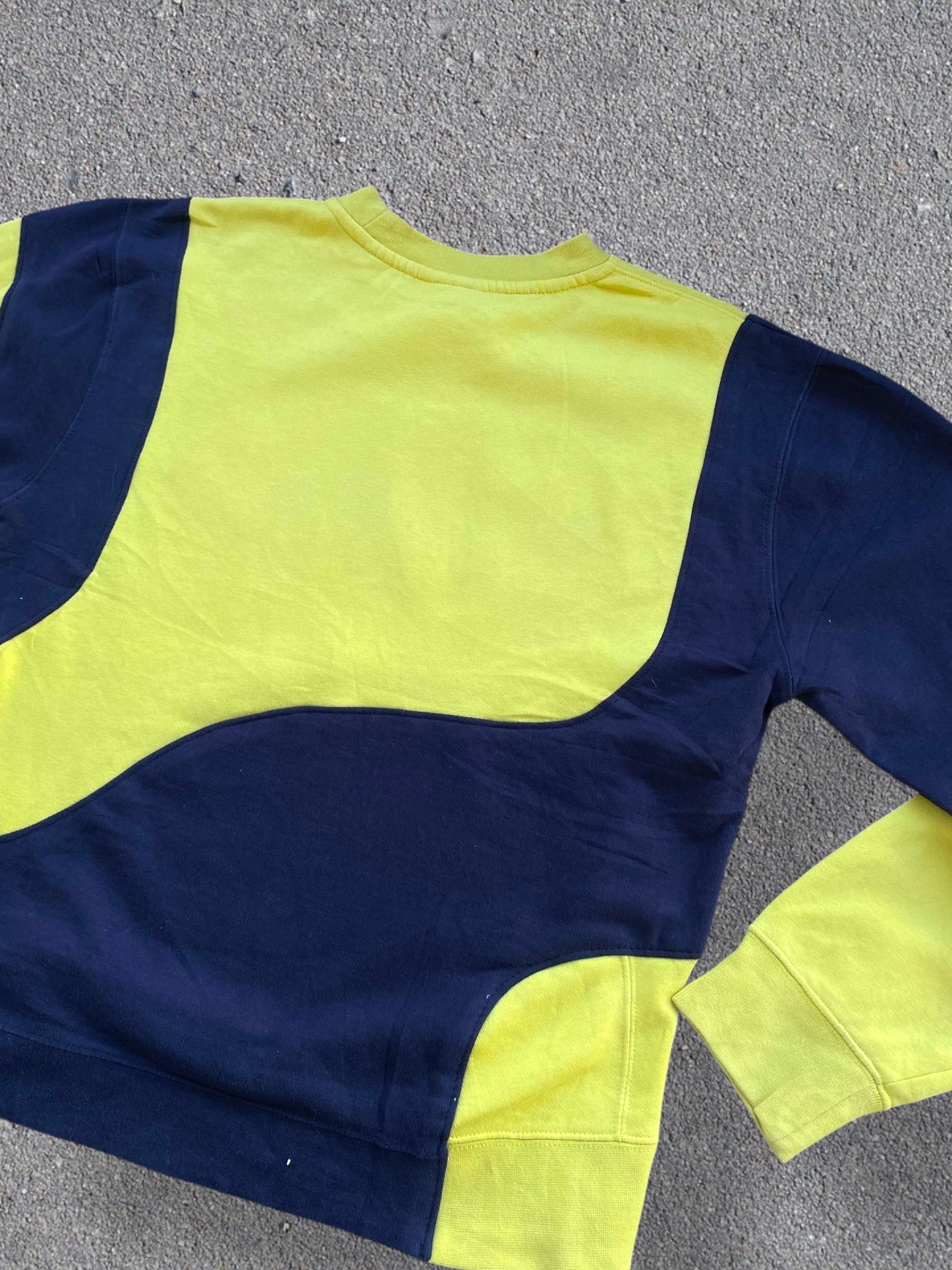 Nike reworked sweatshirt in dark blue with yellow