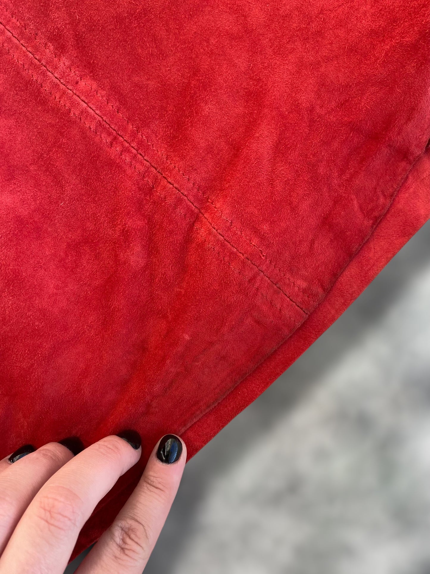 Vintage red suede skirt