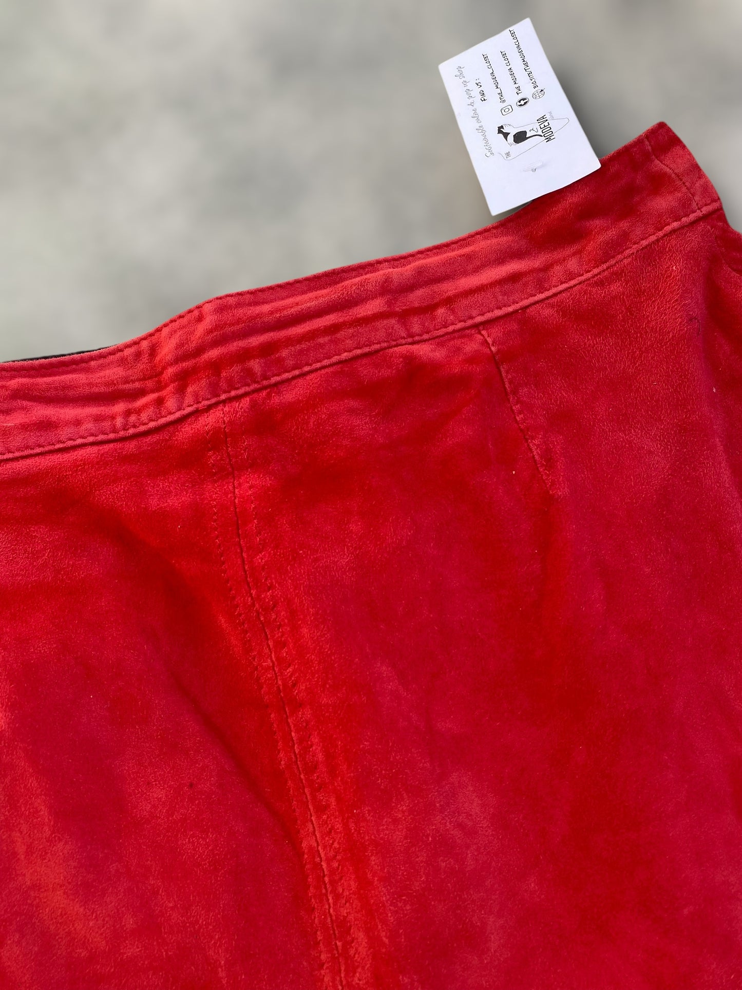 Vintage red suede skirt
