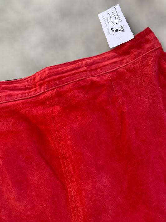 Vintage red suede skirt