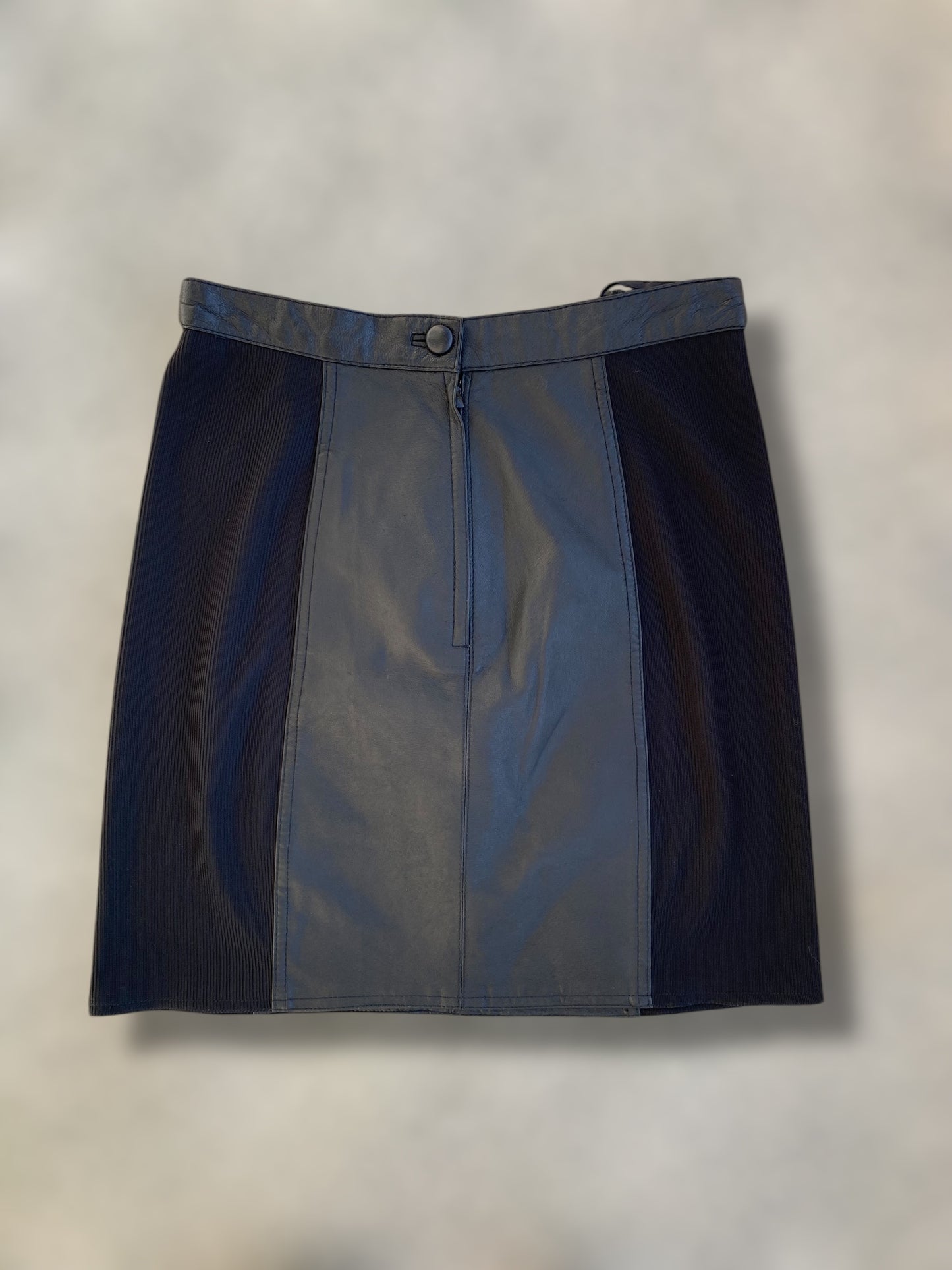 Black leather skirt with elastic sides