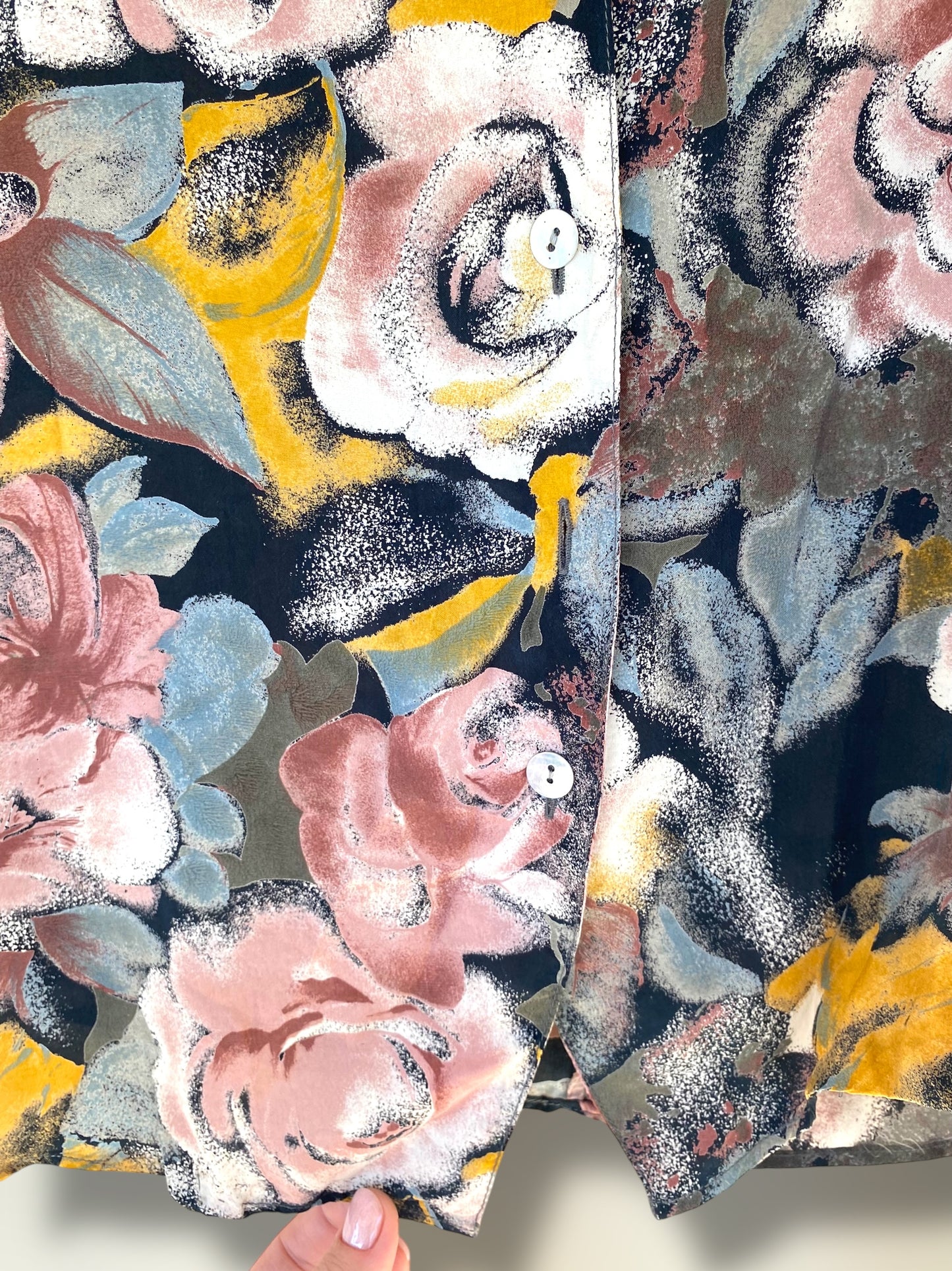 Romantic flowers vintage silk shirt