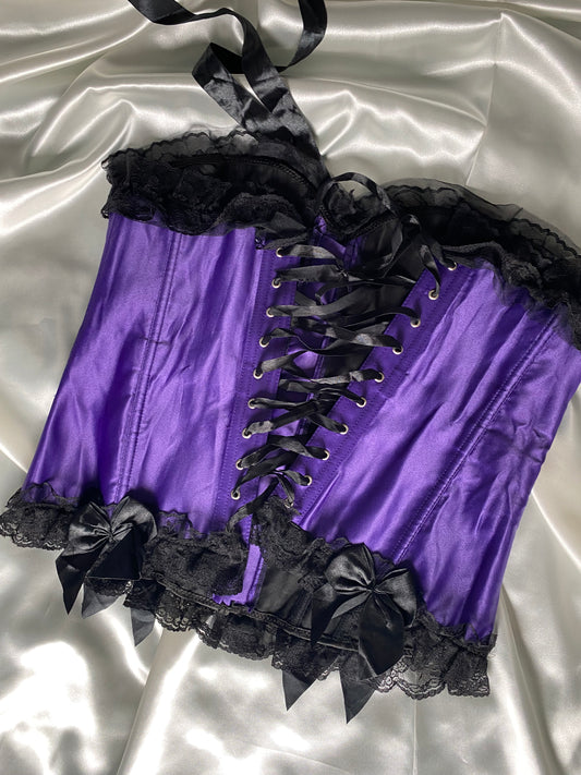 Purple with black satin corset