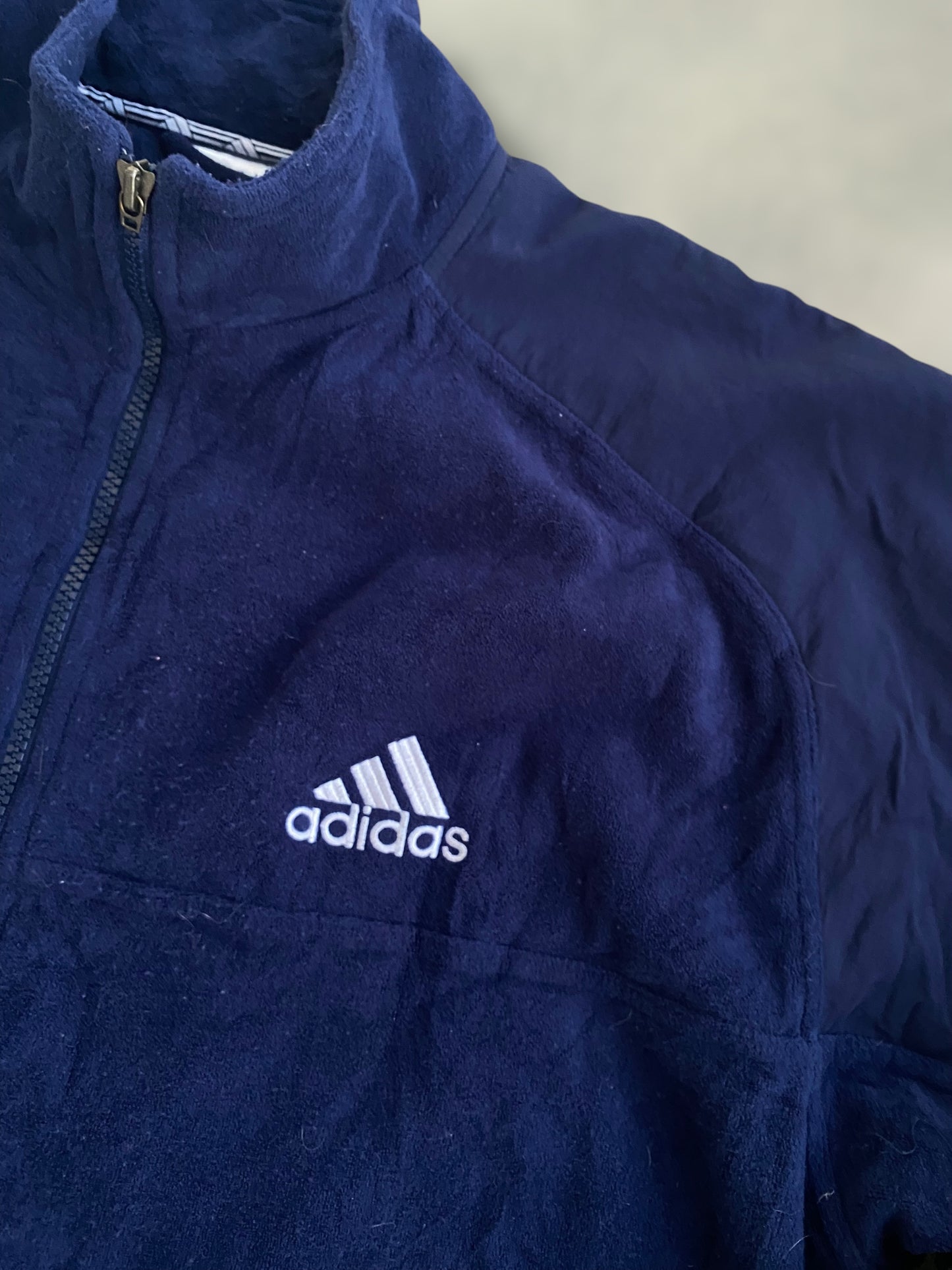 90s Adidas climawarm blue fleece track jacket