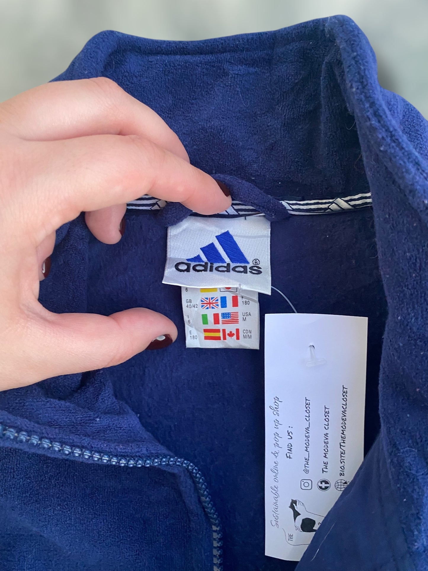 90s Adidas climawarm blue fleece track jacket