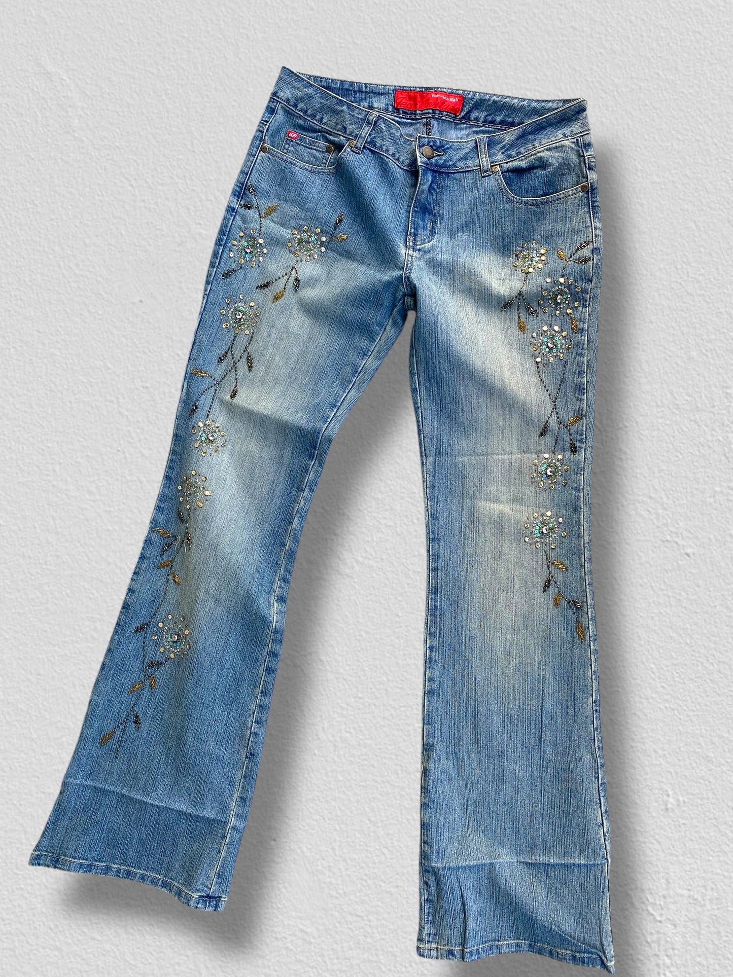 Y2K embroidered low waisted jeans