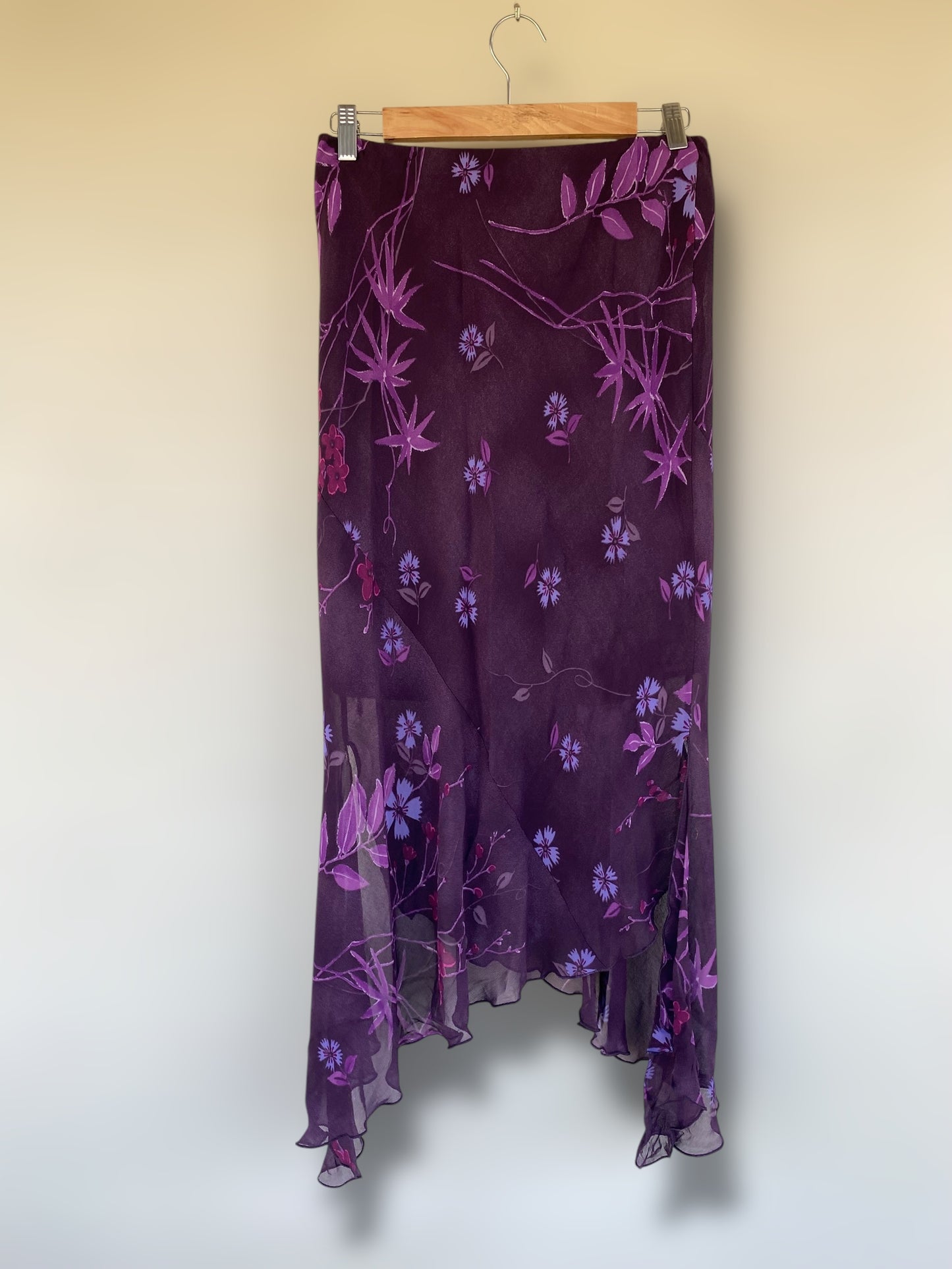 Purple floral asymmetric skirt