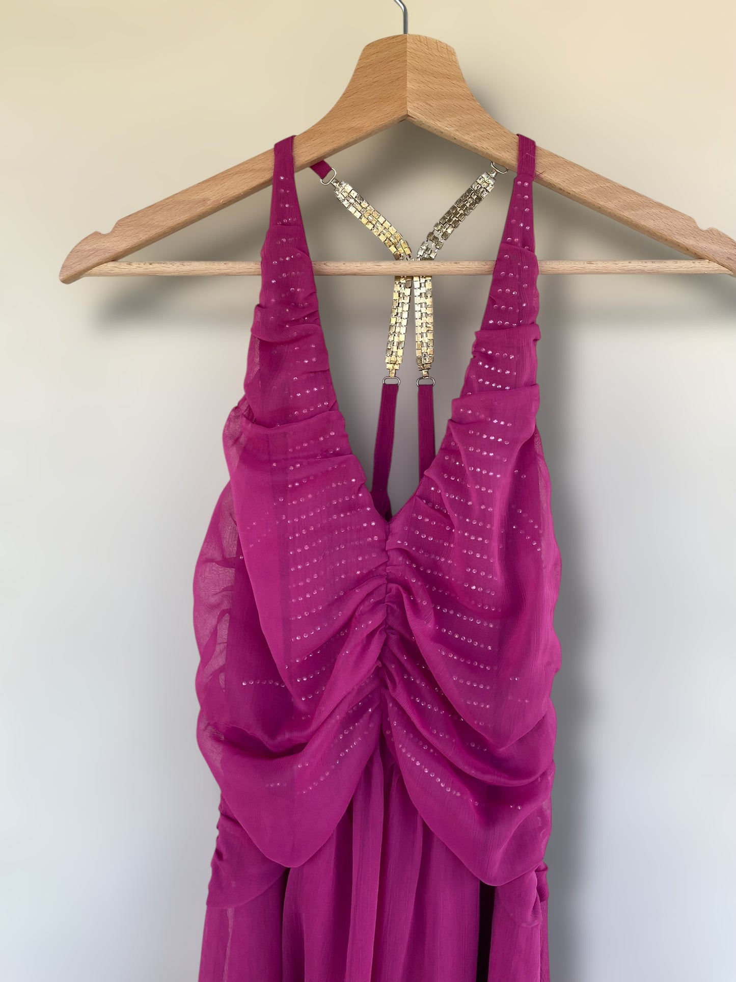 00s magenta party dress with strass details
