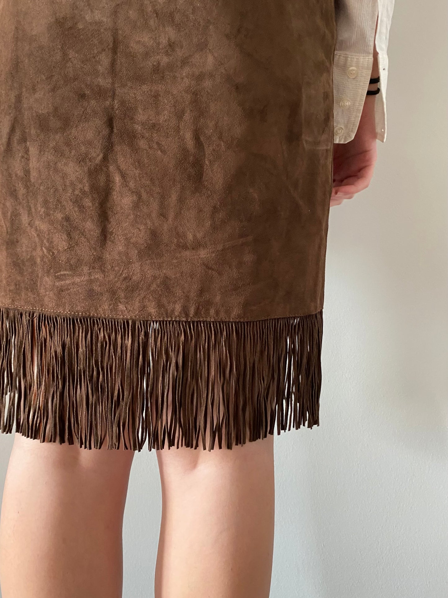 Vintage western suede leather skirt