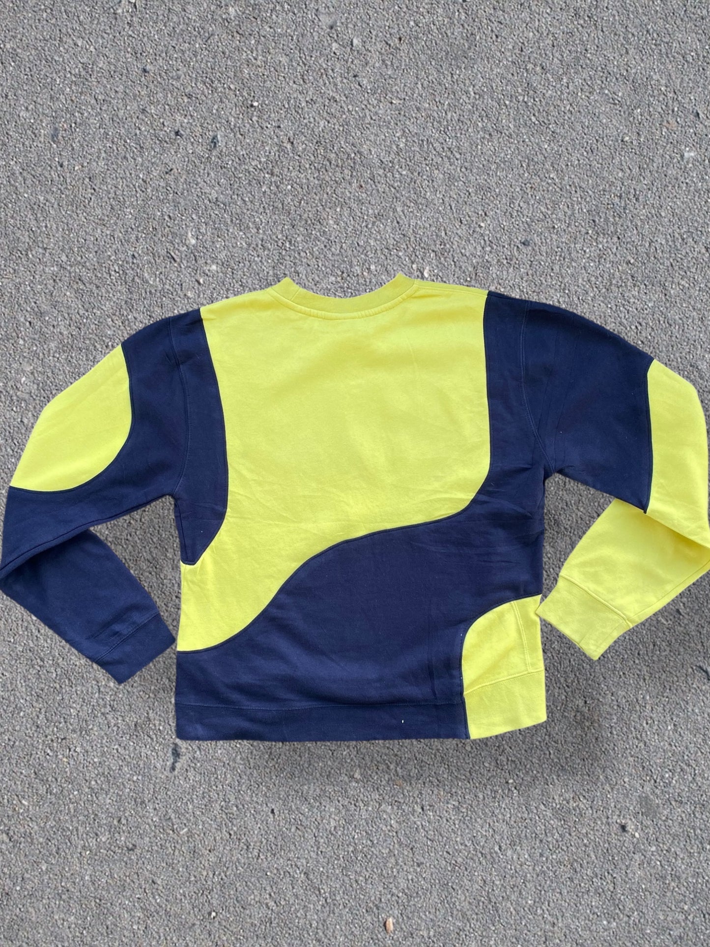 Nike reworked sweatshirt in dark blue with yellow