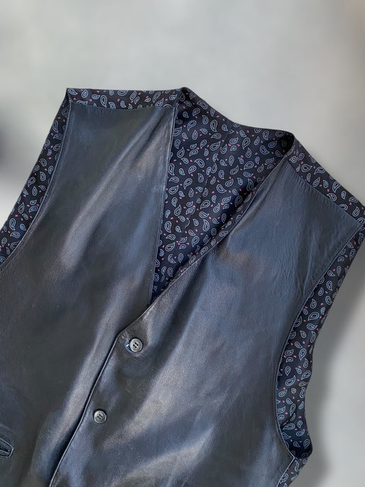 Vintage leather vest with Lahouria design