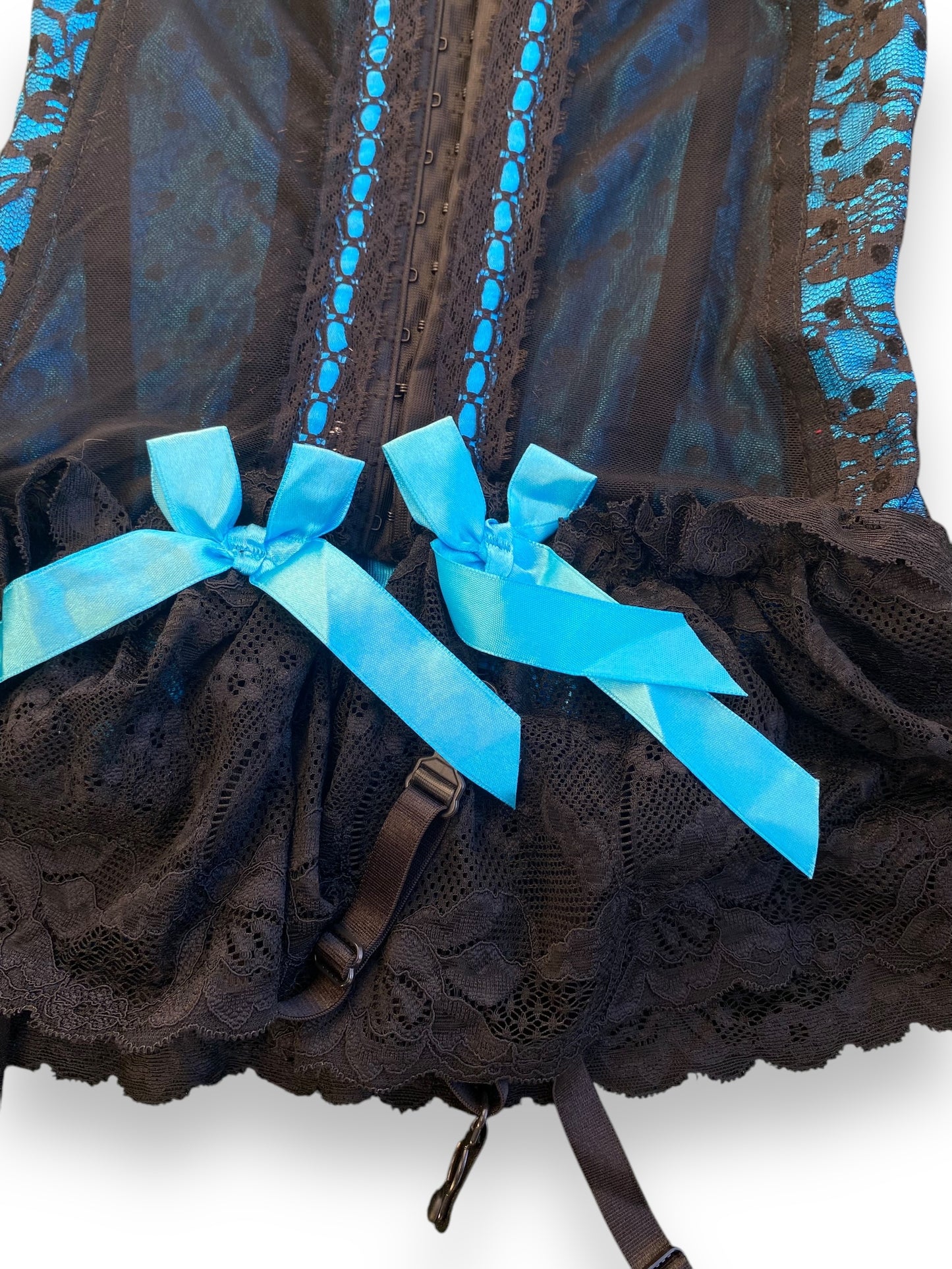 00s blue-black lingerie corset