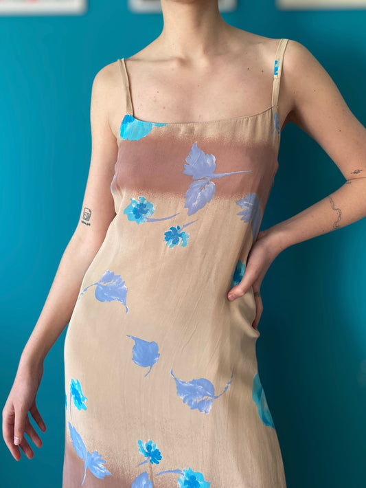 Romantic flowers vintage maxi dress
