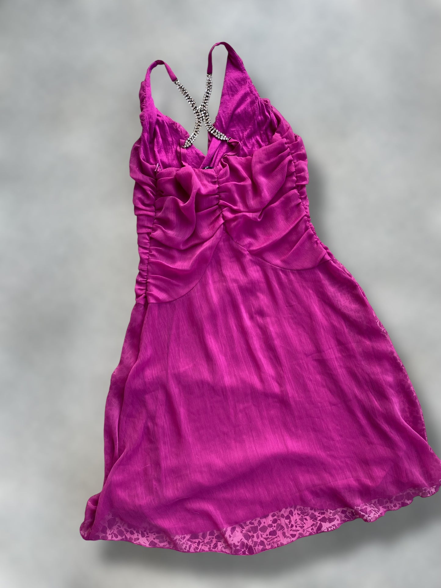 00s magenta party dress with strass details