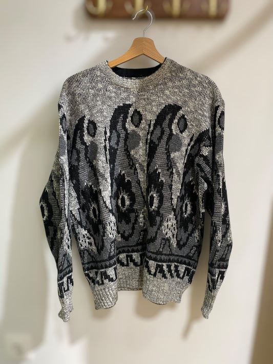 Mixed grays patterns vintage sweater