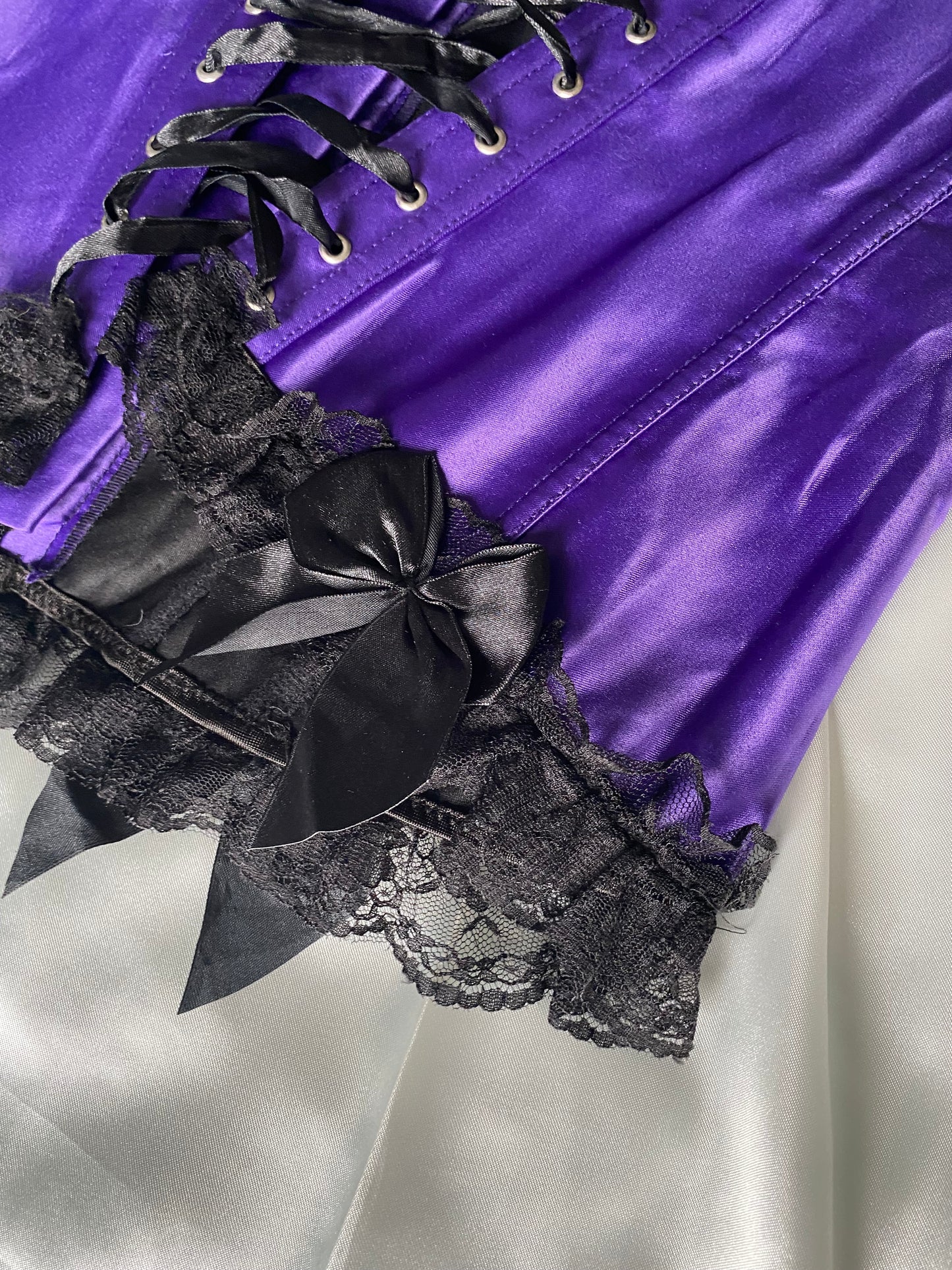 Purple with black satin corset