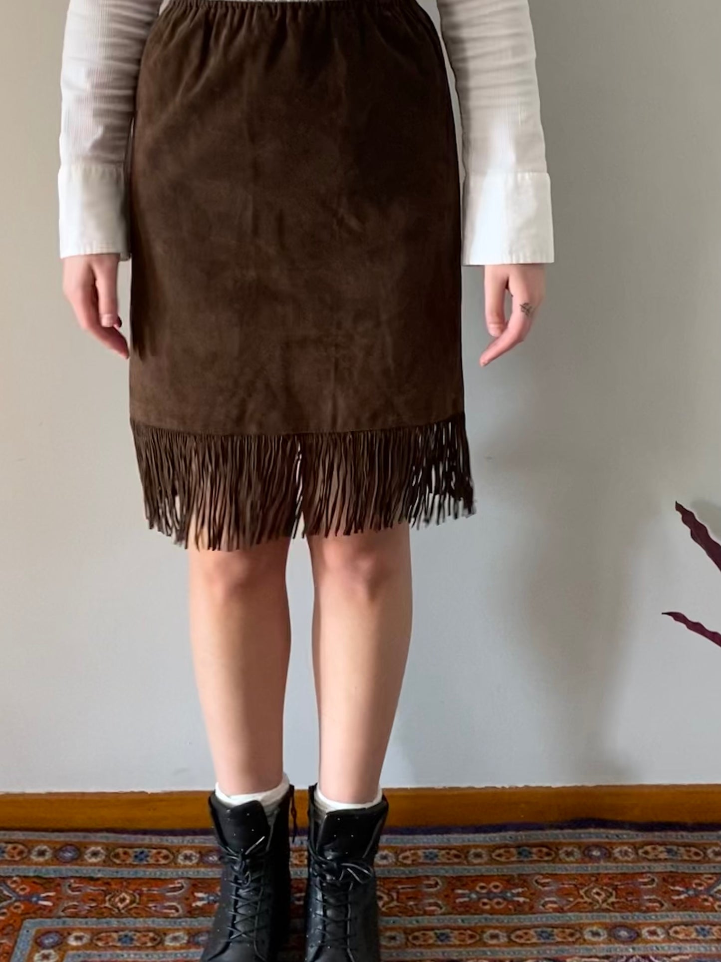 Vintage western suede leather skirt