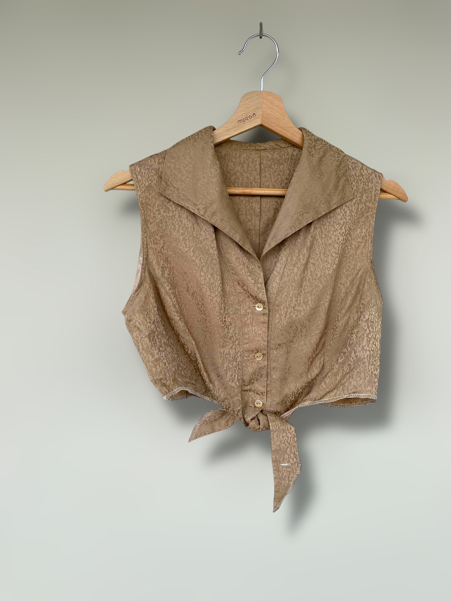 Caramel silk vintage cropped shirt