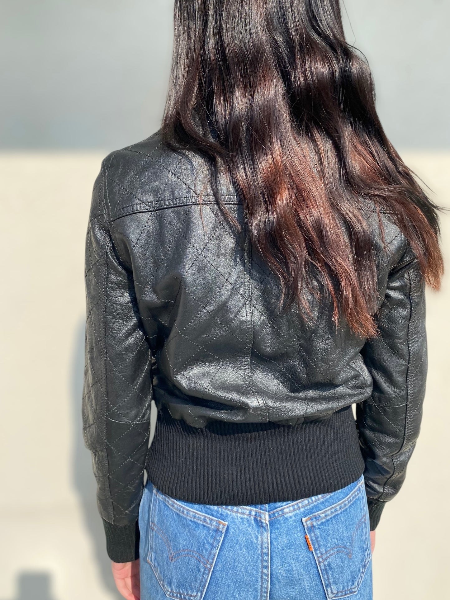 Black vintage leather jacket