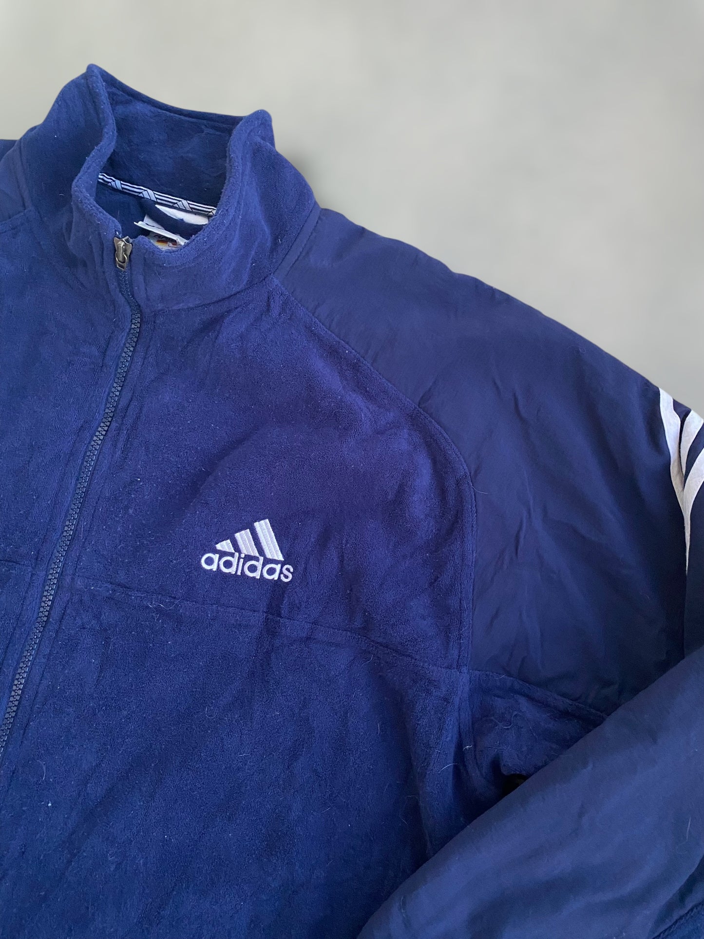 90s Adidas climawarm blue fleece track jacket