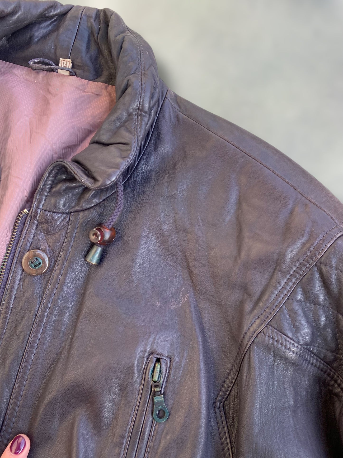 Purple vintage leather jacket
