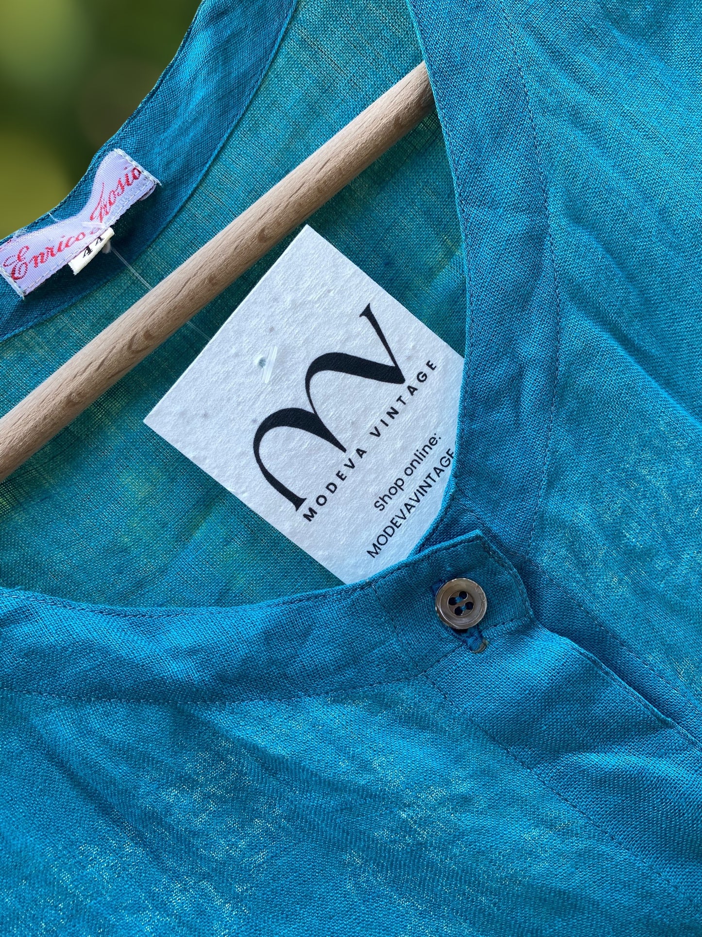 Vintage cropped emerald blue shirt