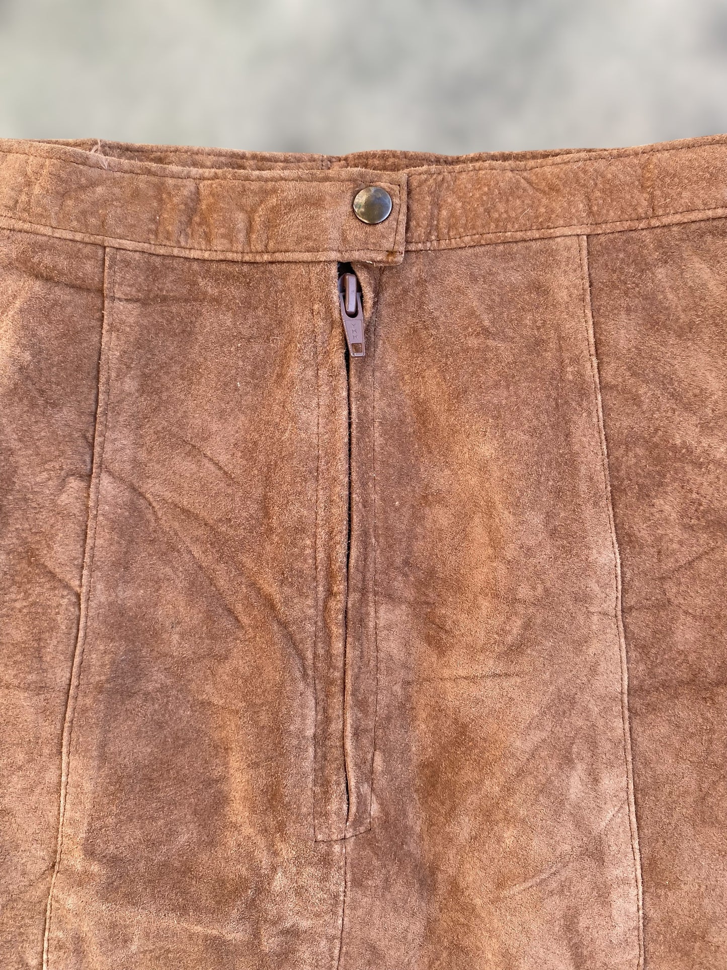 chocolate beige suede leather skirt