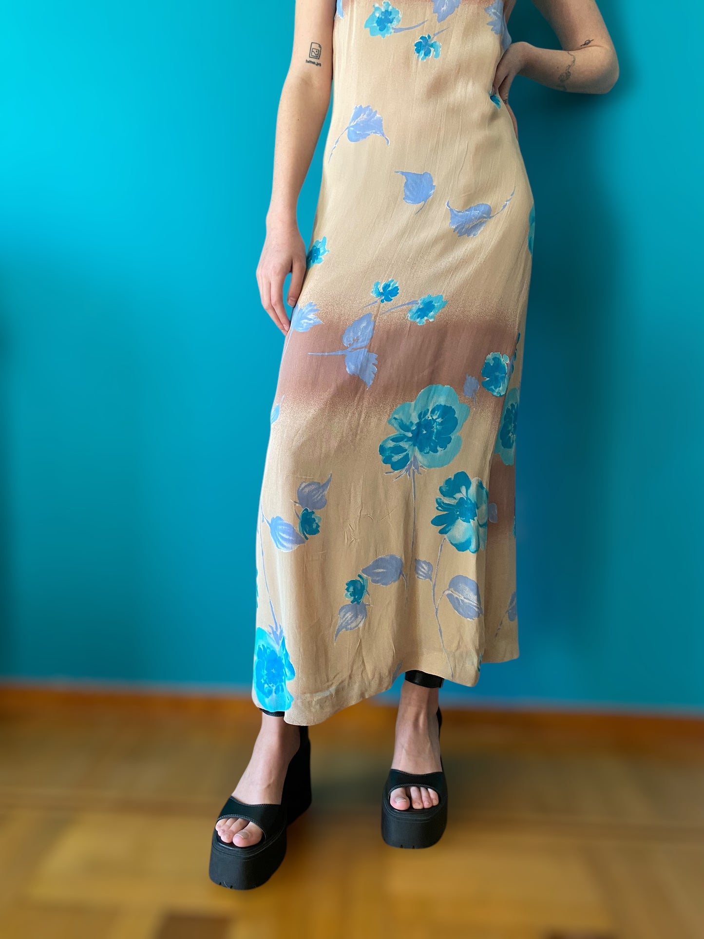 Romantic flowers vintage maxi dress