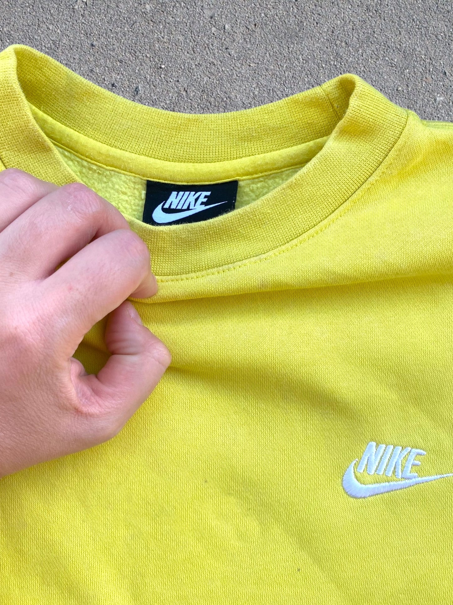 Nike reworked sweatshirt in dark blue with yellow