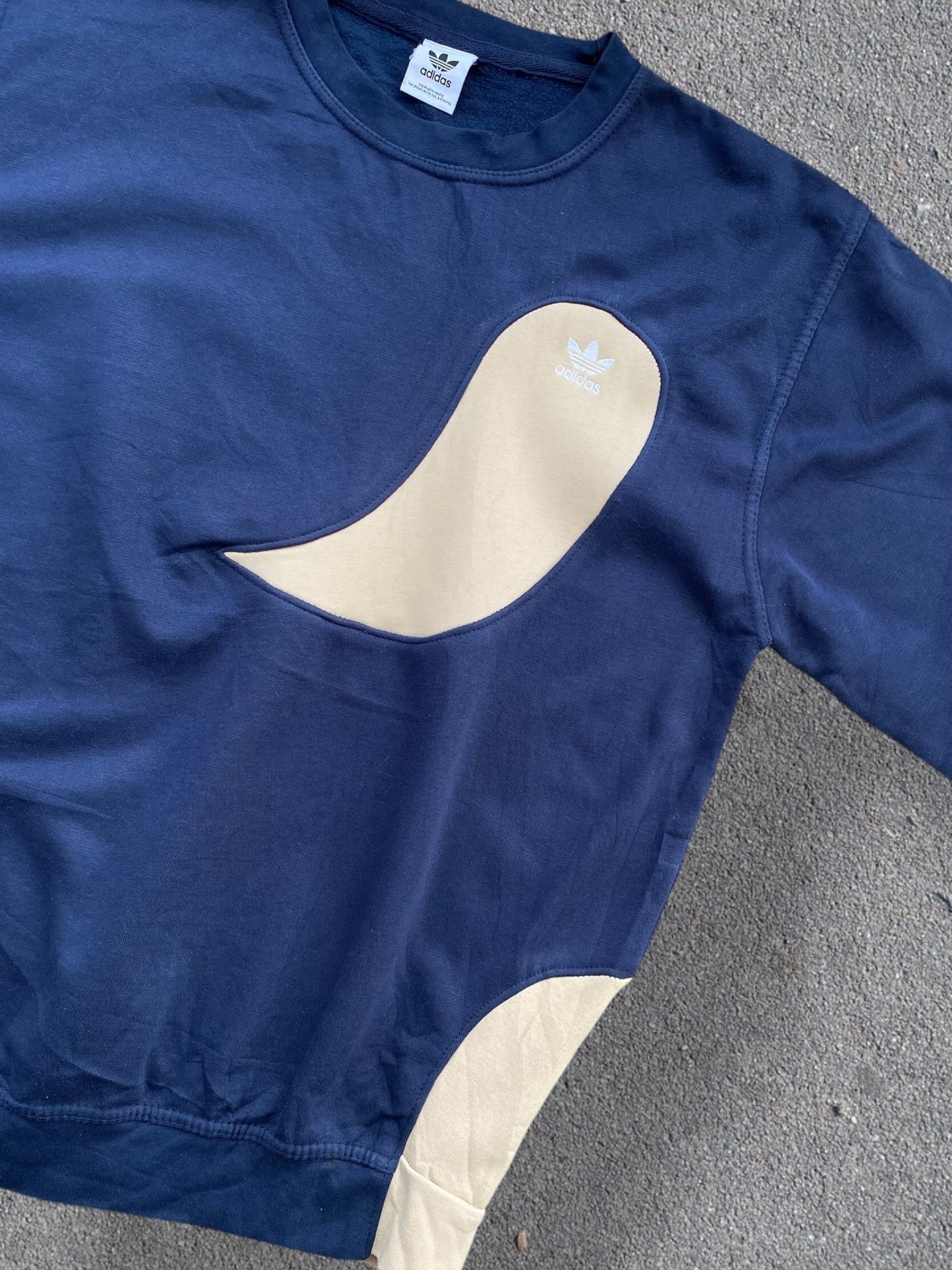 Adidas reworked sweatshirt in blue with beige