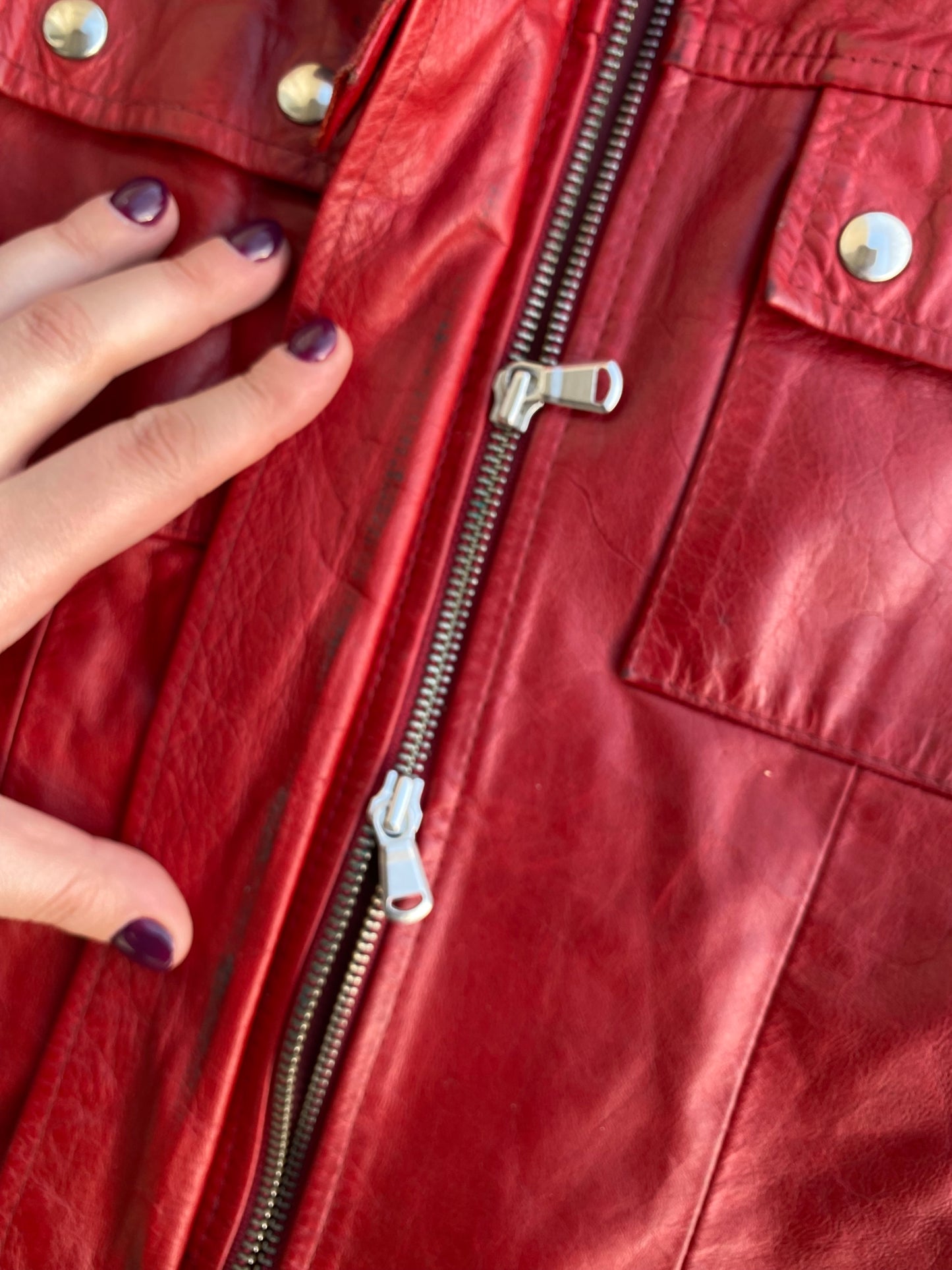 Red vintage leather jacket